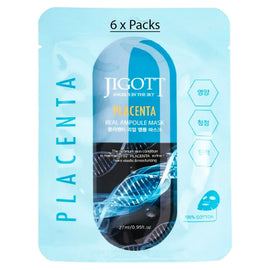 Jigott Plant Placenta Extract Ampoule Sheet Mask 27ml Korean Cotton Face Mask x 6