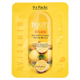 Jigott Vitamin Extract Ampoule Sheet Mask 27ml Korean Cotton Face Mask x 9