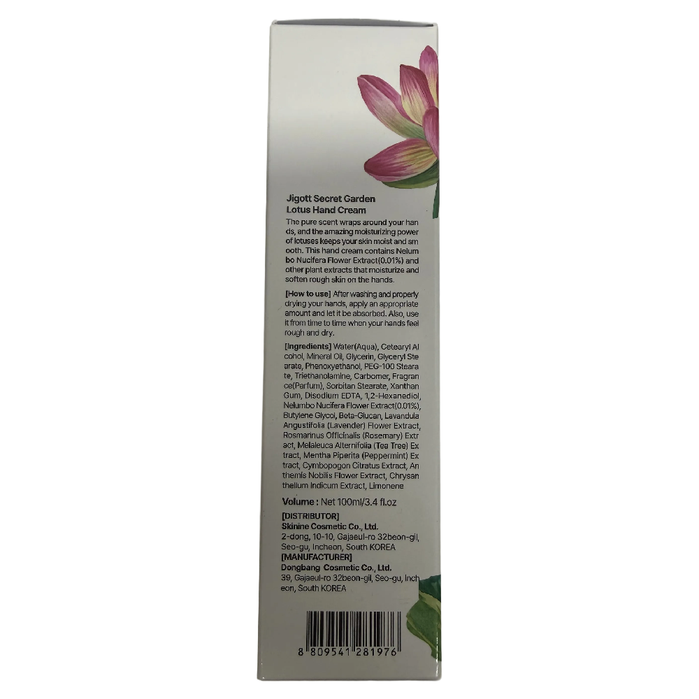 Jigott Secret Garden Lotus Hand Cream 100ml Moisturising Care