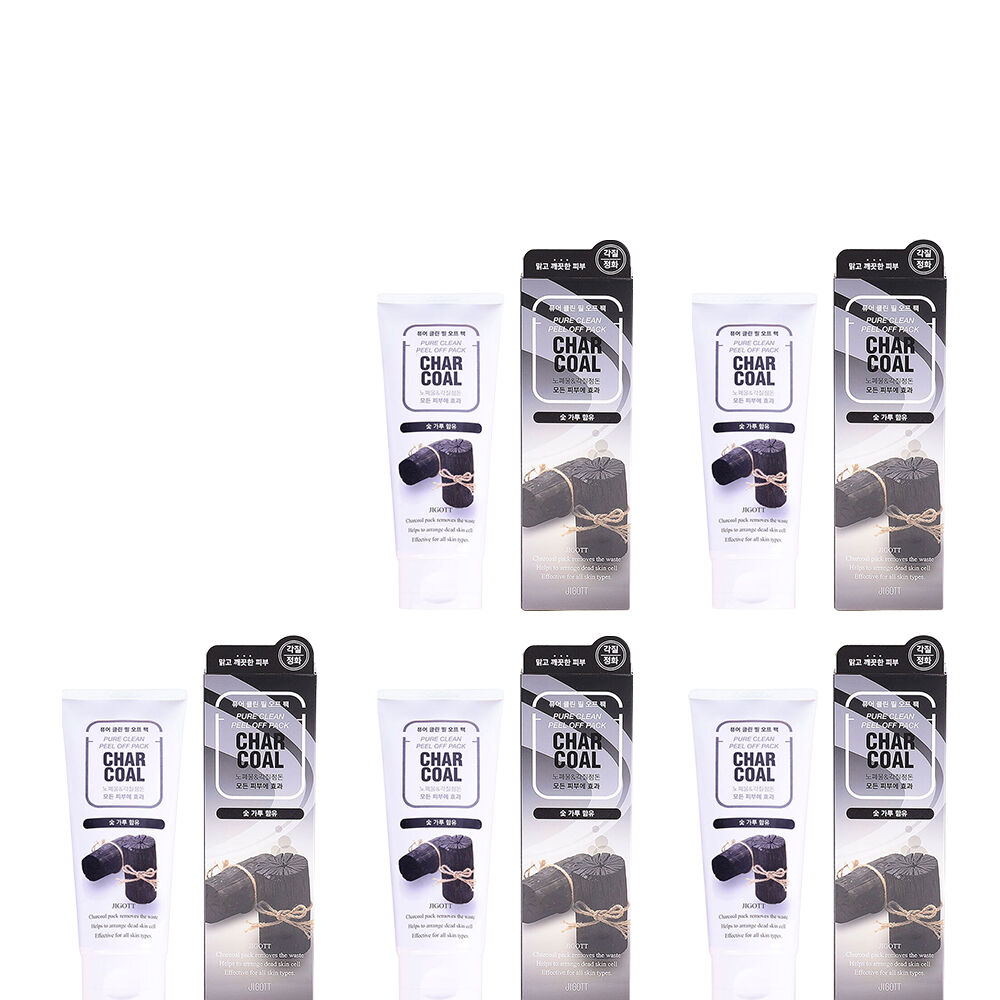 Jigott Pure Clean Charcoal Peel Off Mask 180ml Bundle Pack of 5 Deep Cleansing