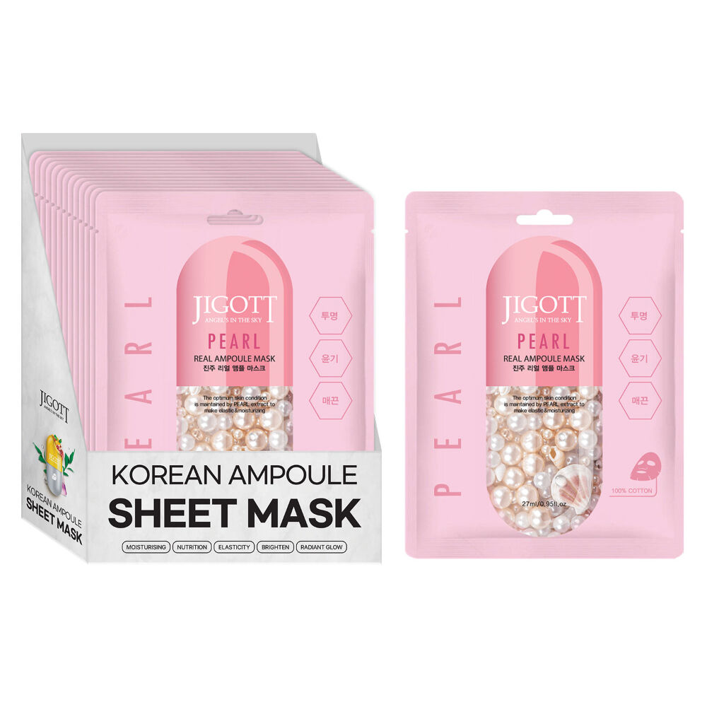 JIGOTT Pearl Korean Sheet Face Mask 27ml 12 Pack