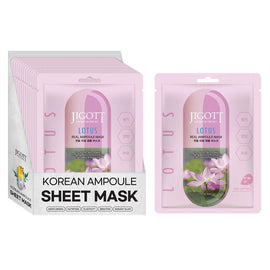 Jigott Lotus Real Ampoule Sheet Mask 27mL Counter Display of 12
