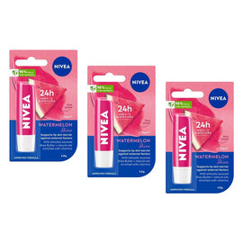 NIVEA 24h Melt-In Moisture Lip Balm Watermelon Shine 4.8g Pack of 3