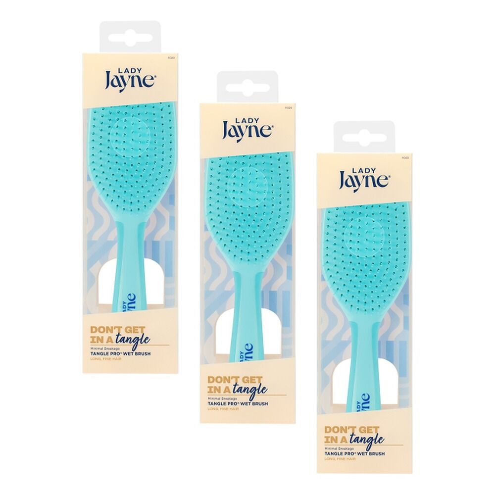 Lady Jayne Tangle Pro Wet Detangling Brush Baby Blue, Lilac and Pink Pack of 3