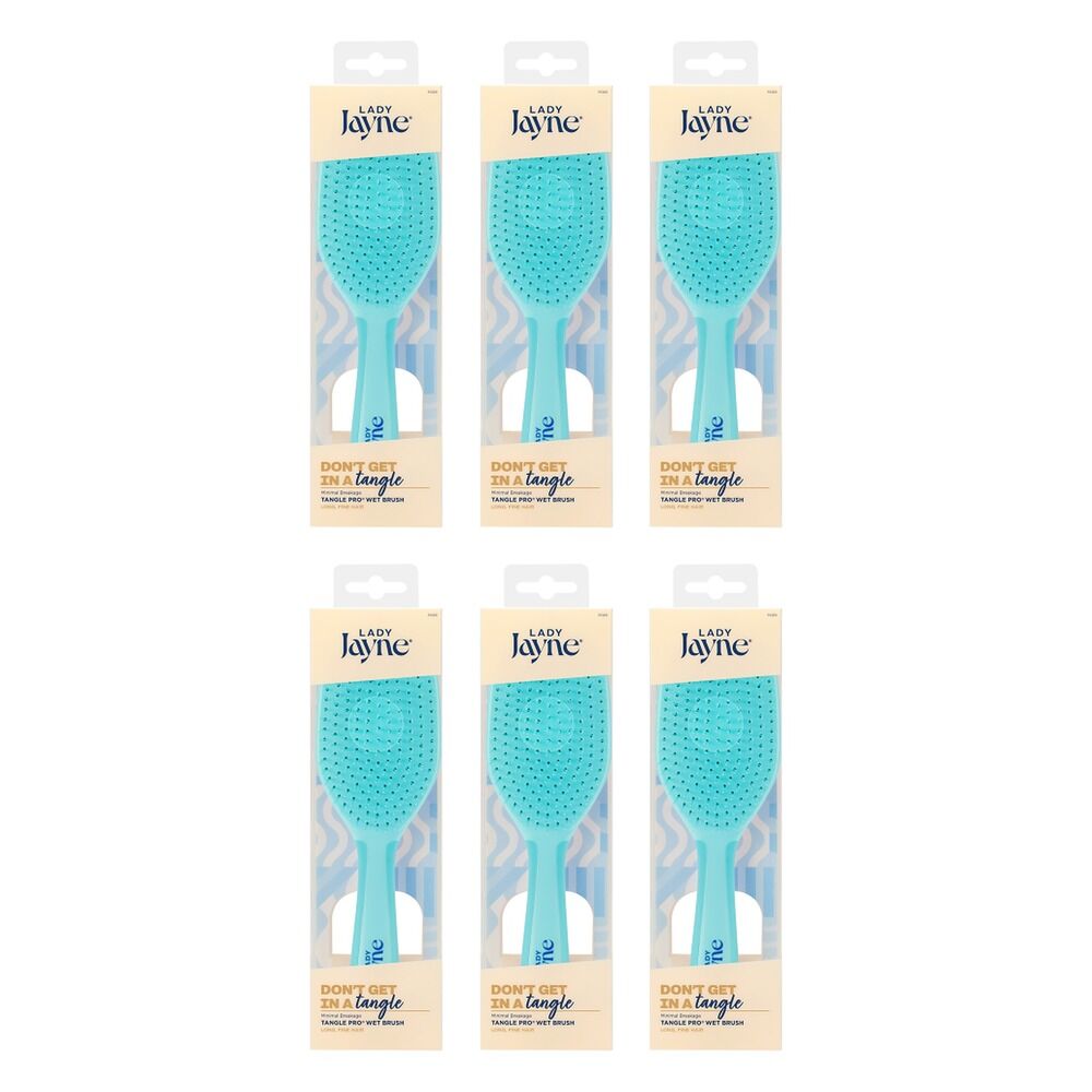 Lady Jayne Tangle Pro Wet Detangling Brush Baby Blue, Lilac and Pink Pack of 6