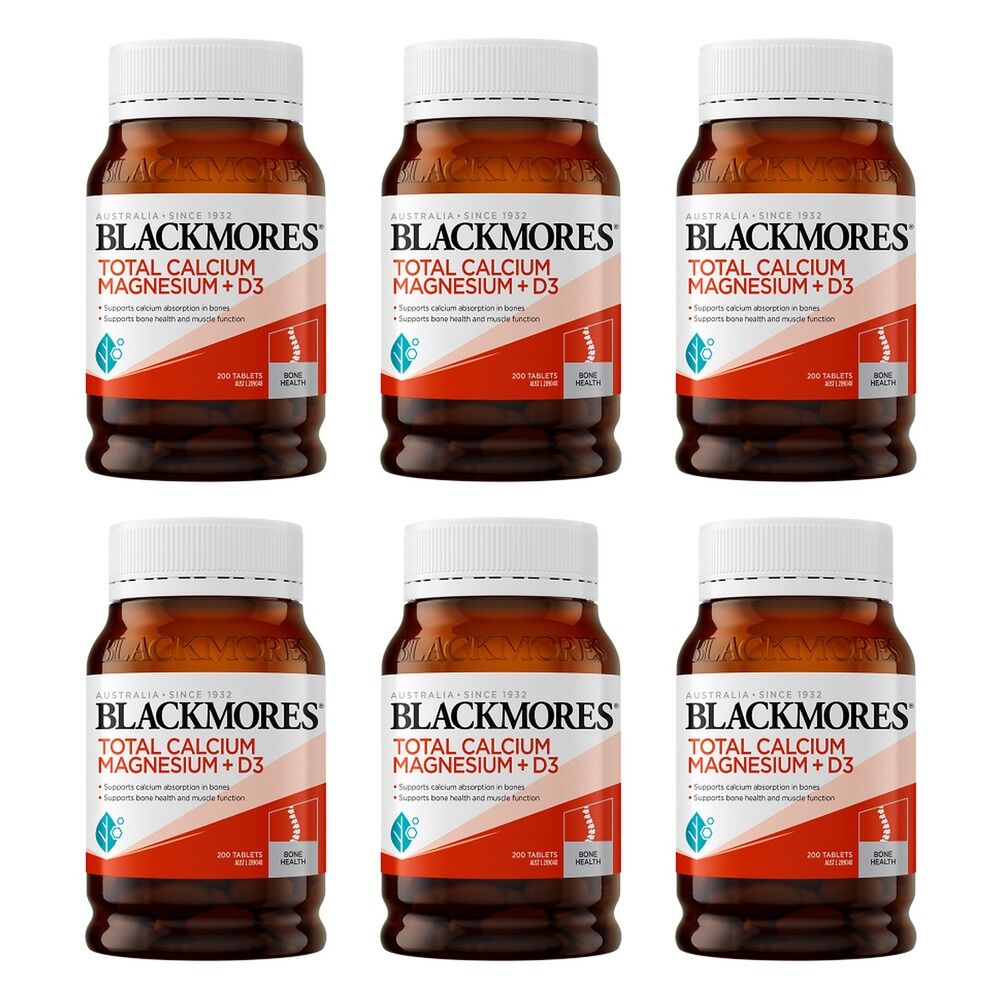 Blackmores Total Calcium Magnesium + D3 200 Tablets Pack of 6