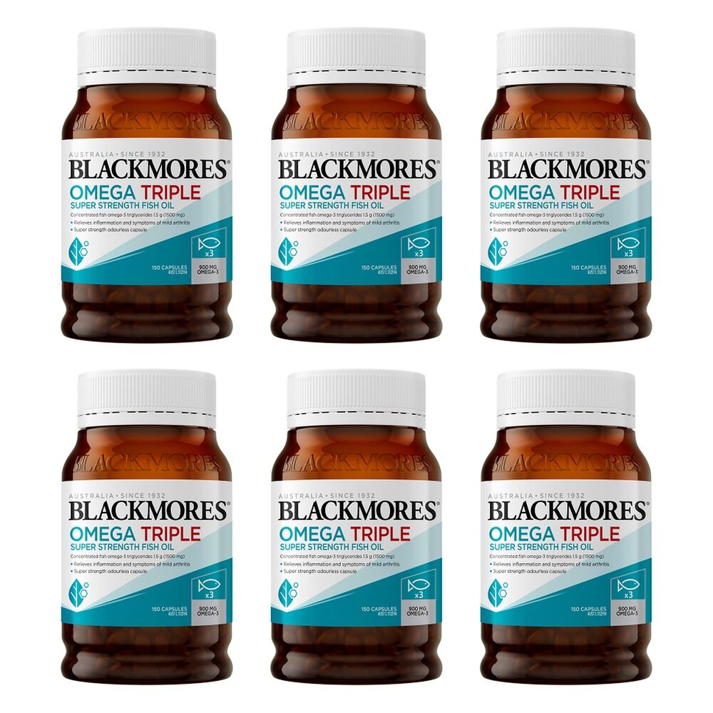Blackmores Omega Triple Super Strength Fish Oil 150 Capsules Pack of 6