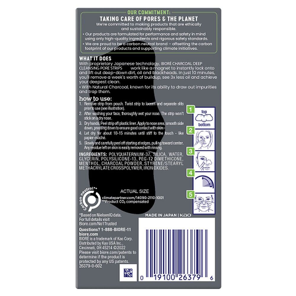 Biore Men's Charcoal Deep Cleansing Pore Strips 6 Pack x 4