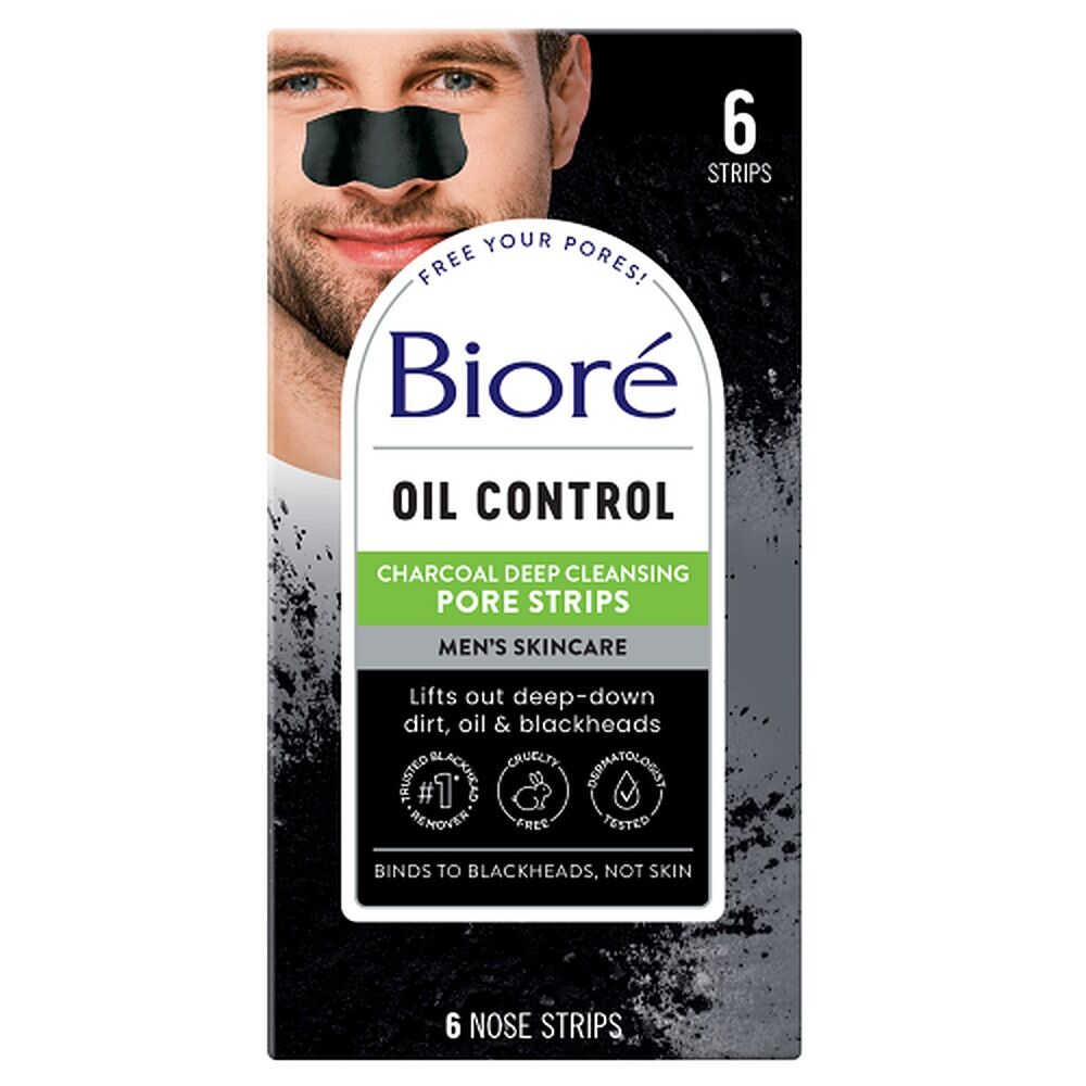 Biore Men's Charcoal Deep Cleansing Pore Strips 6 Pack x 4