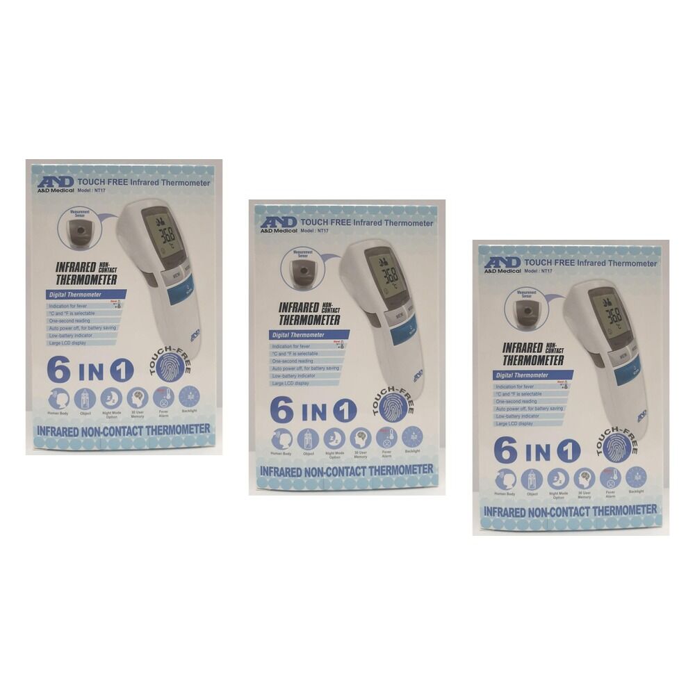 A&D Touch Free Infrared Thermometer Pack of 3