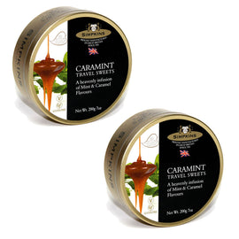 Simpkins Caramint Fruit Drops 2 x 200g Tin Mint Caramel Travel Sweets
