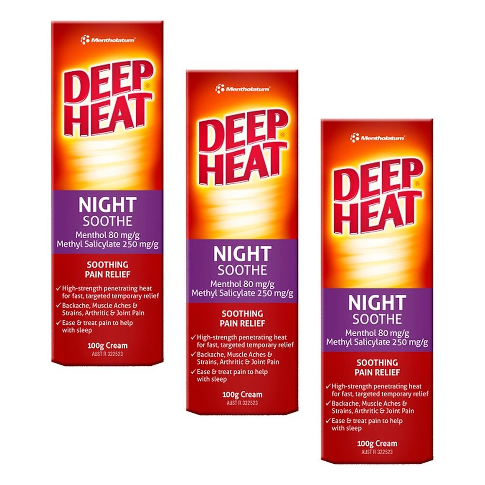 Deep Heat Night Soothe Pain Relief Cream 100g Pack of 3