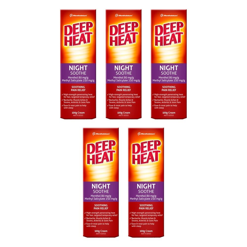 Deep Heat Night Soothe Pain Relief Cream 100g Pack of 5