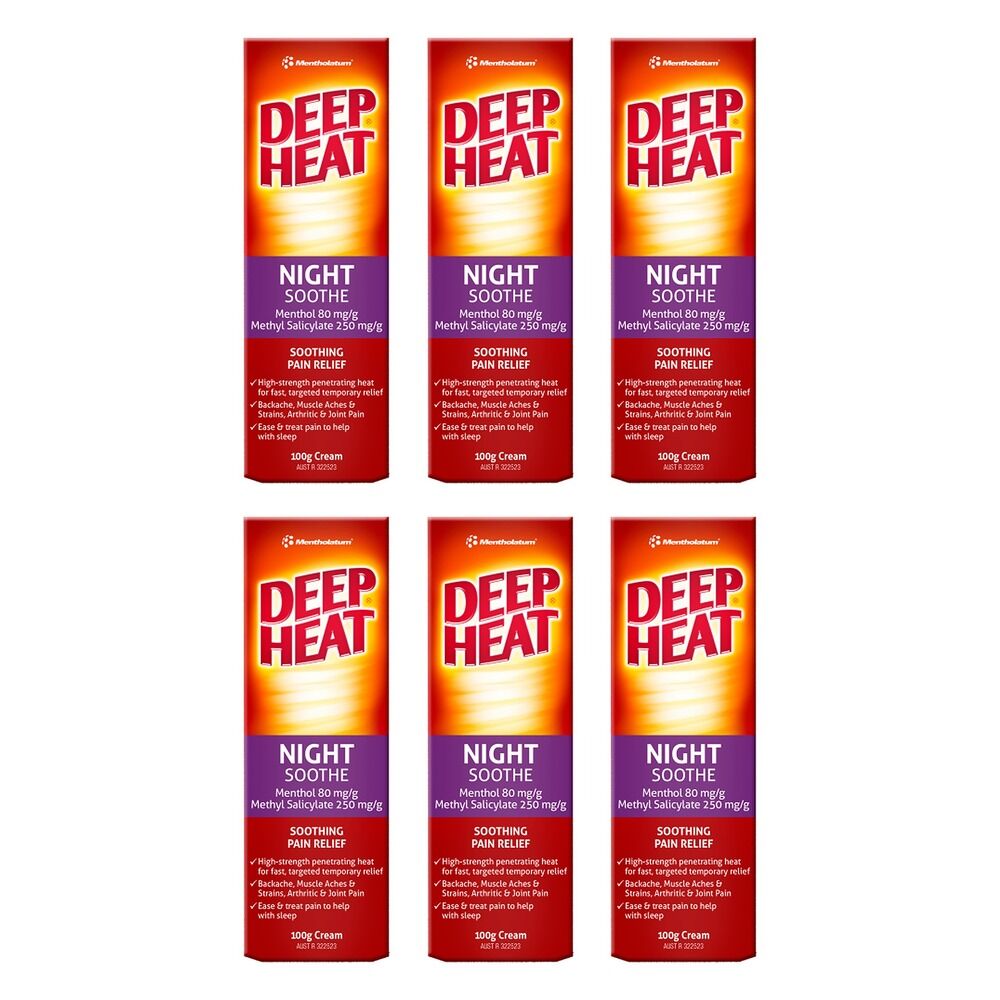 Deep Heat Night Soothe Pain Relief Cream 100g Pack of 6