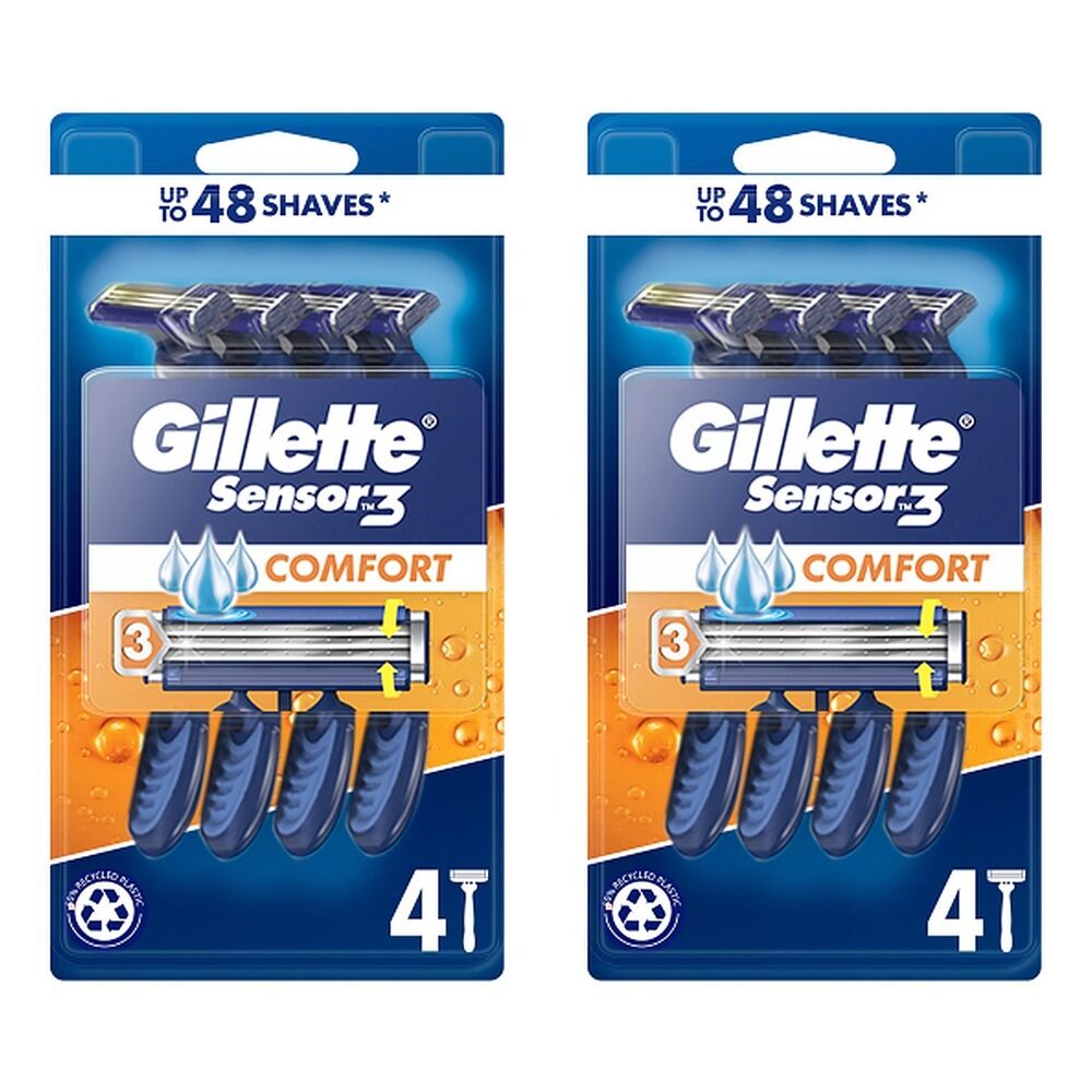 Gillette Sensor3 Comfort Disposable Razors 4 Pack Bundle of 2