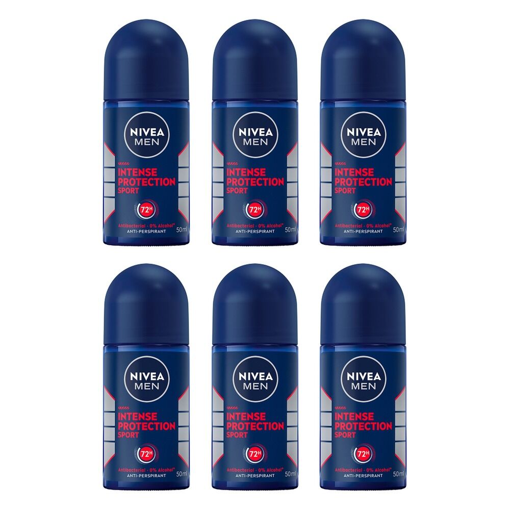 Nivea Men Intense Protection Sport Anti-Perspirant Roll-On 50mL Pack of 6