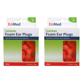 Ezy Dose Tapered Foam Ear Plugs 10 Pair + Case, 10 Pack x 6 Bundle of 2