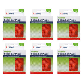Ezy Dose Tapered Foam Ear Plugs 10 Pair + Case, 10 Pack x 6 Bundle of 6
