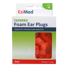Ezy Dose Tapered Foam Ear Plugs 10 Pair + Case, 10 Pack x 6
