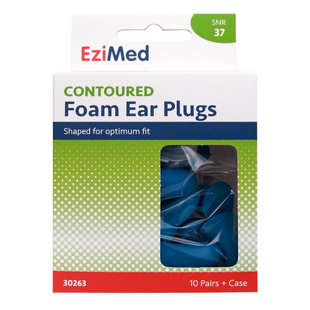 Ezy Dose EziMed Contoured Foam Ear Plugs 10 Pair + Case