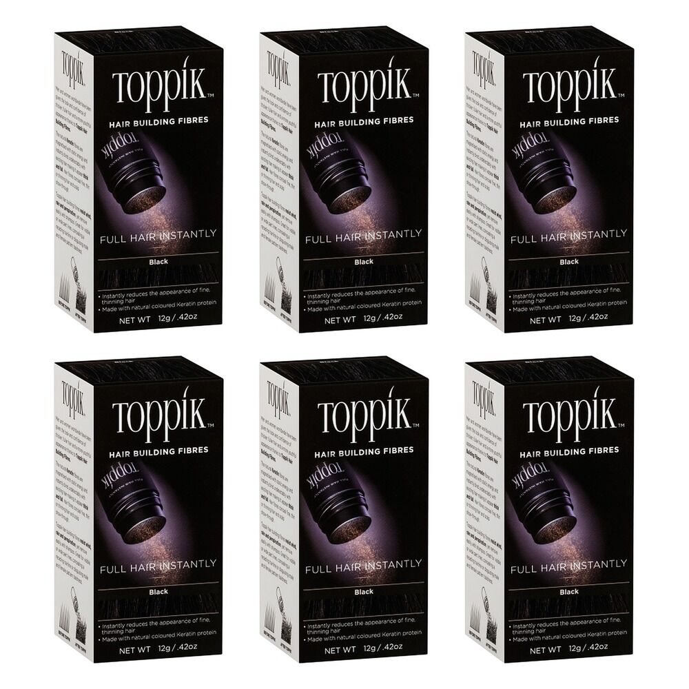 Toppik Hair Building Fibres Black 12g Pack of 6