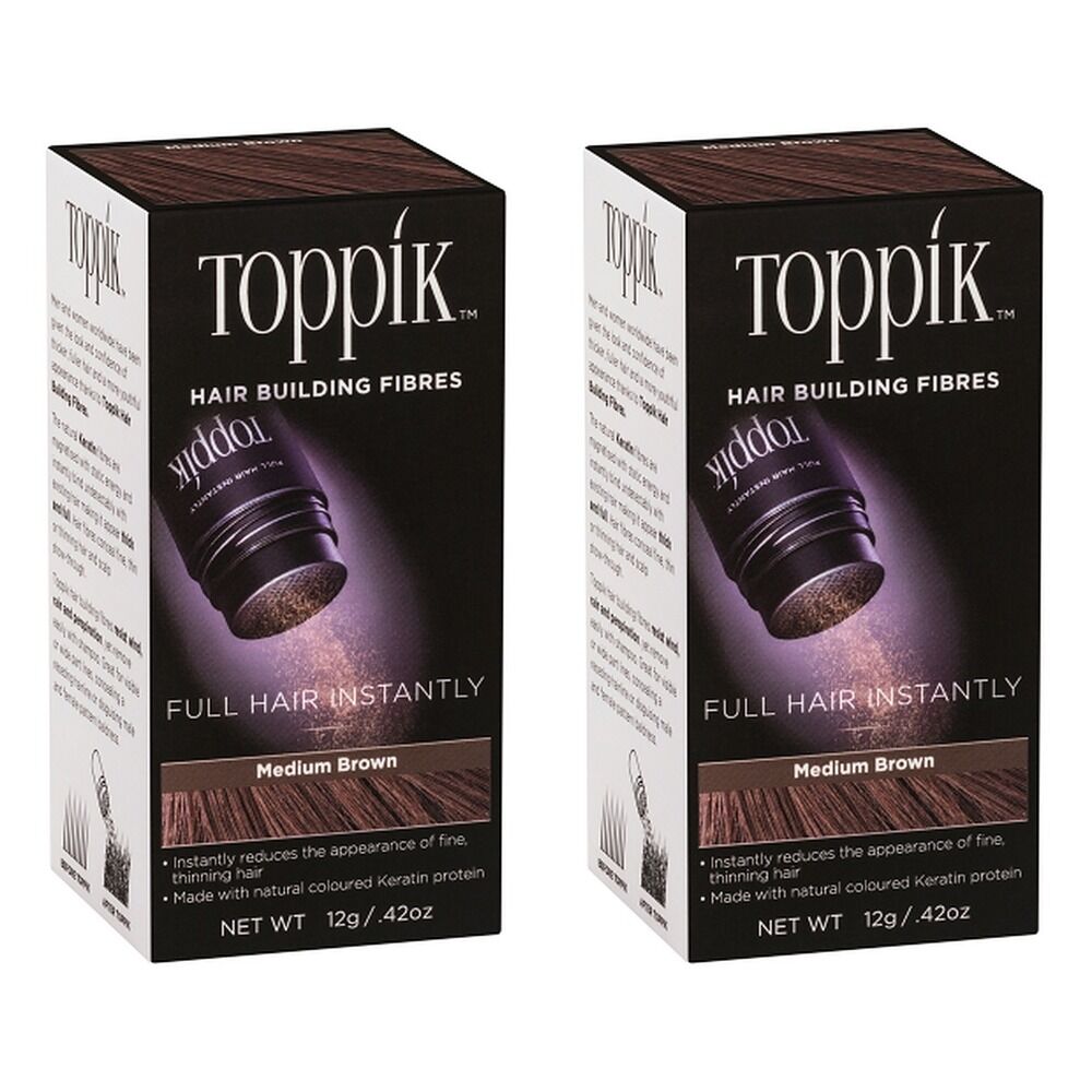 Toppik Hair Building Fibres Medium Brown 12g Pack of 2