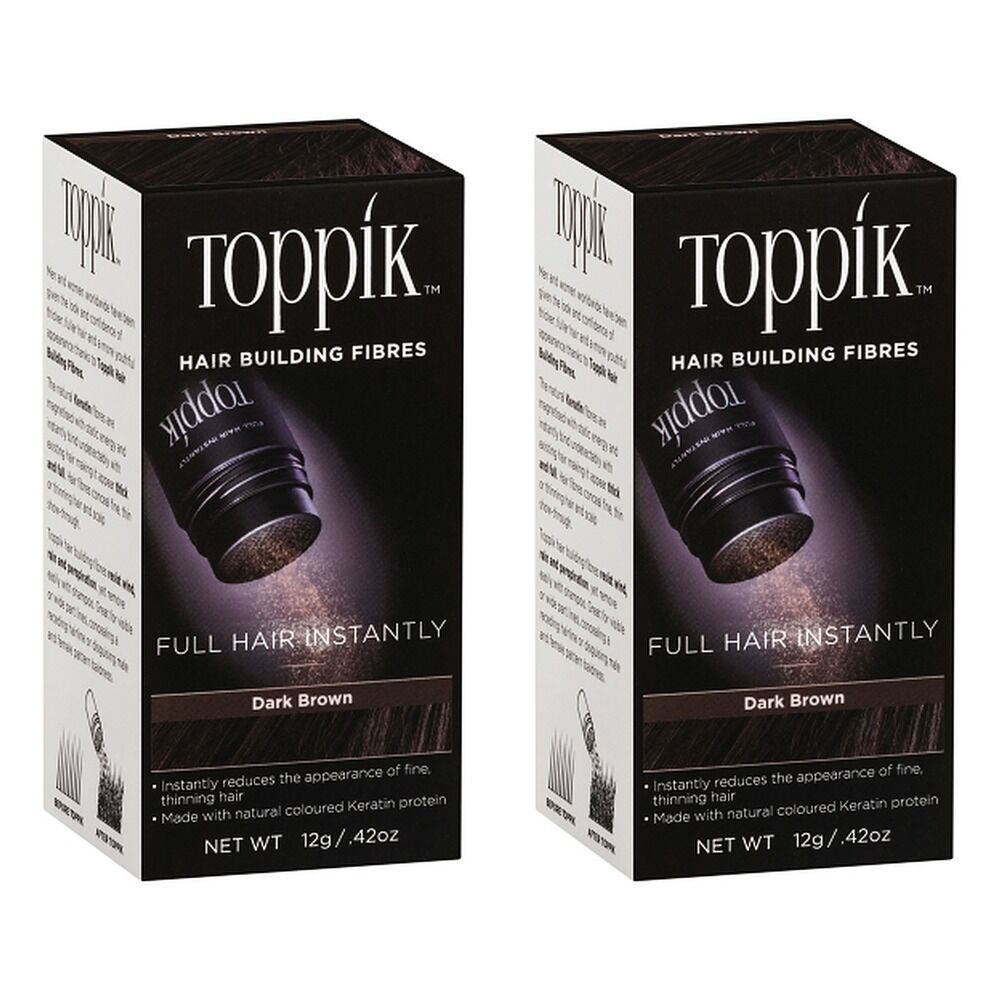 Toppik Hair Building Fibres Dark Brown 12g Pack of 2
