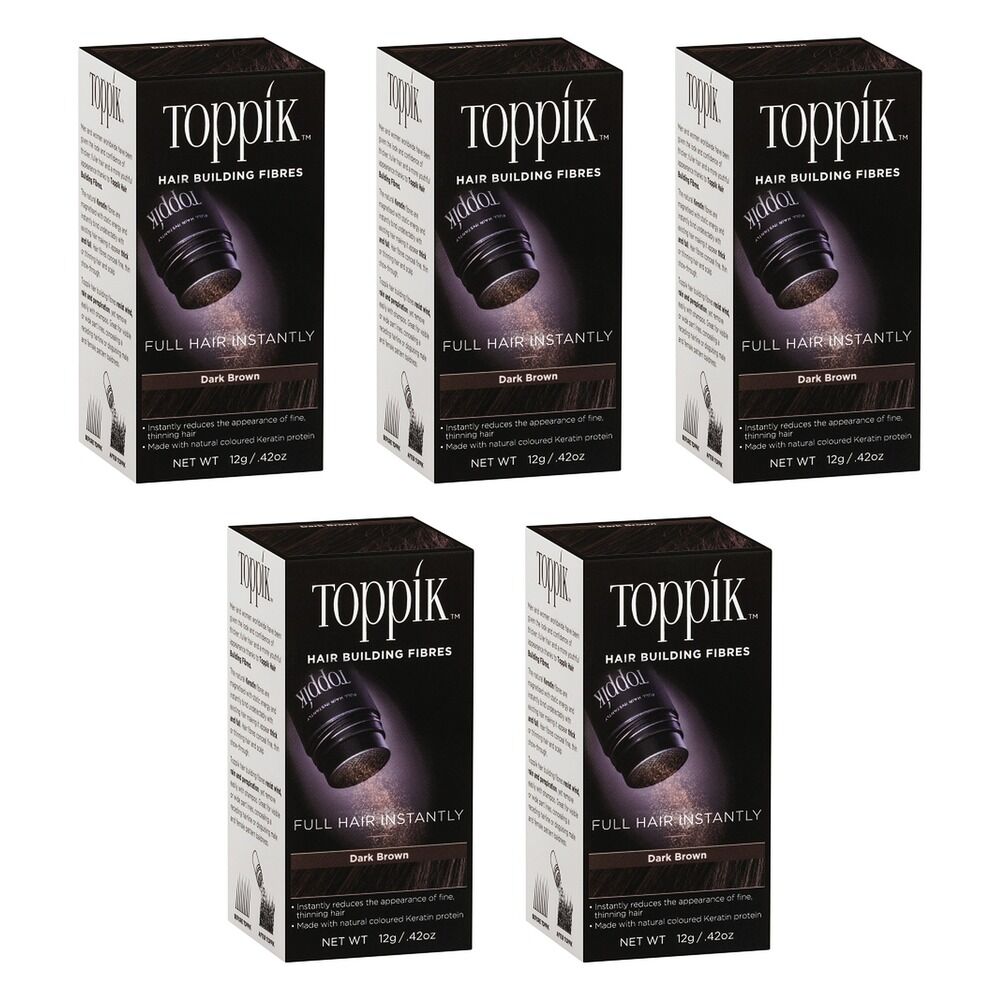 Toppik Hair Building Fibres Dark Brown 12g Pack of 5