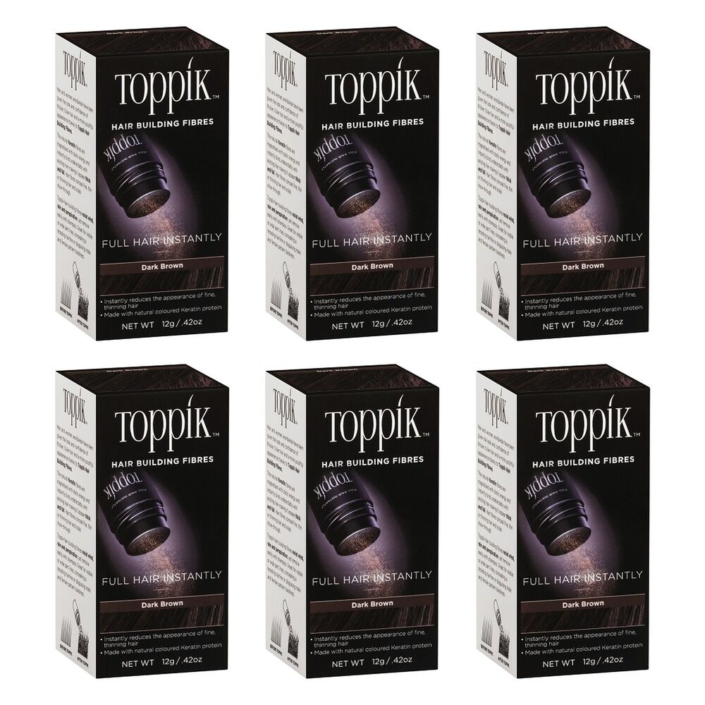 Toppik Hair Building Fibres Dark Brown 12g Pack of 6