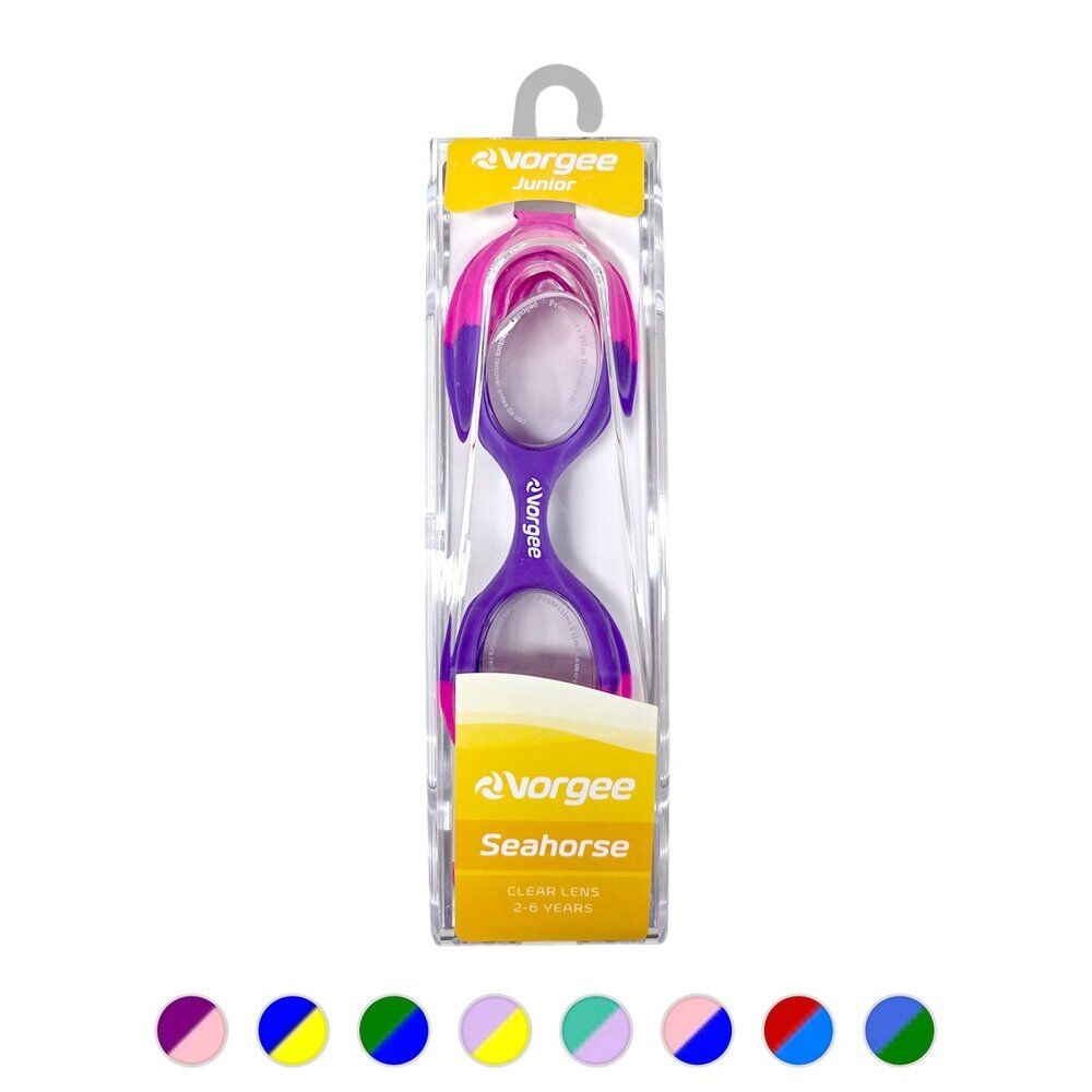Vorgee Junior Seahorse Kids Swimming Goggles Clear Lens Ages 2-6 Years - Random Colour Supplied Pack of 6
