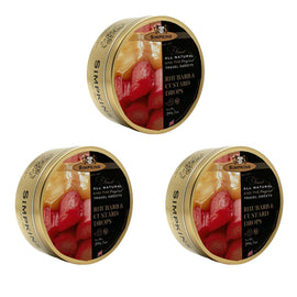 Simpkins 3 x Rhubarb and Custard Drops 175g Tin Sweets Candy Lollies