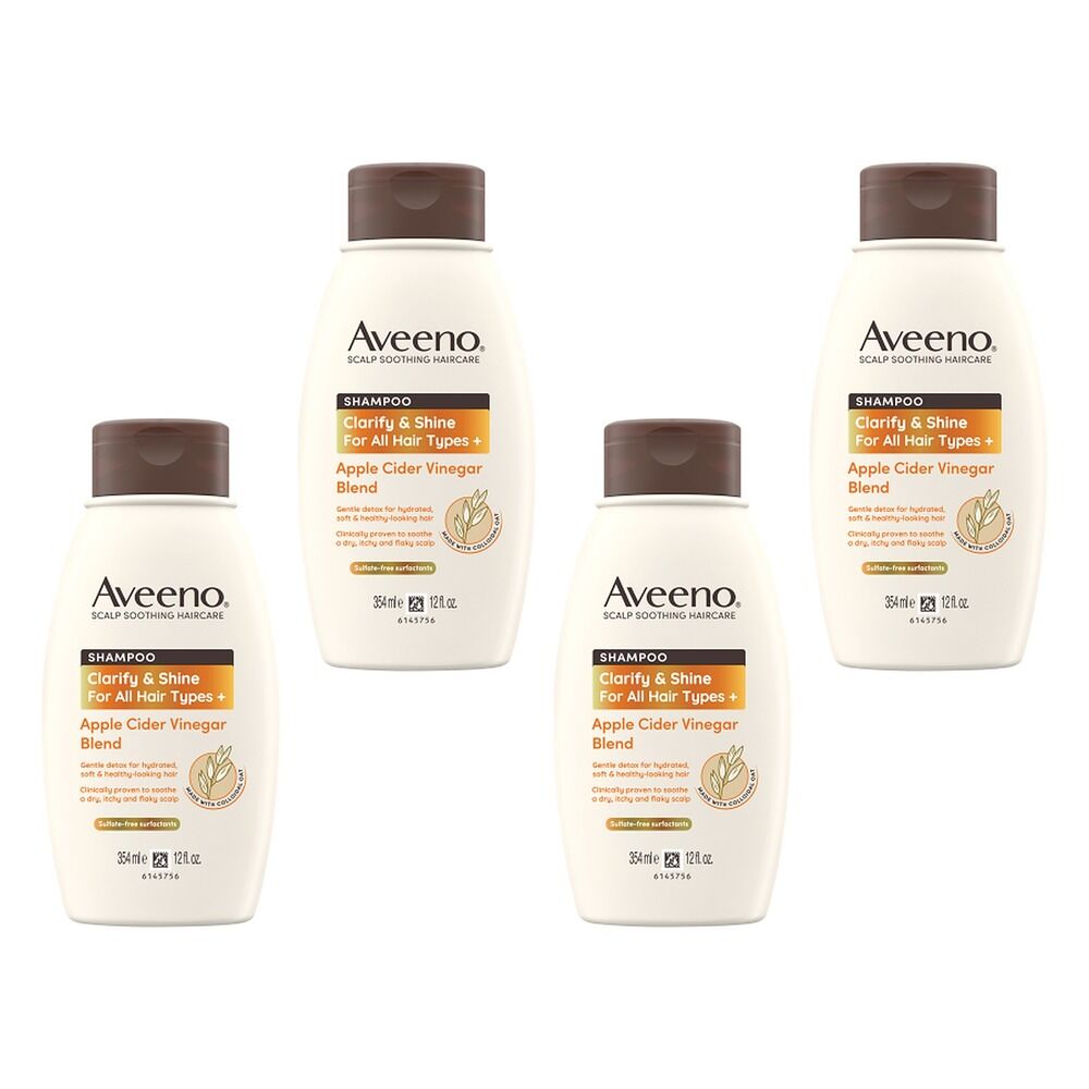 Aveeno Apple Cider Vinegar Clarifying Shampoo for Dull Hair 354mL Pack of 4