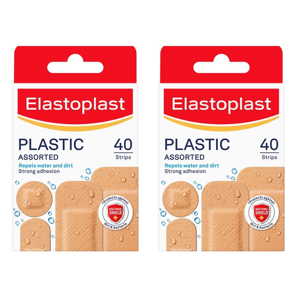 Elastoplast Plastic Plasters Assorted 40 Pack Bundle of 2
