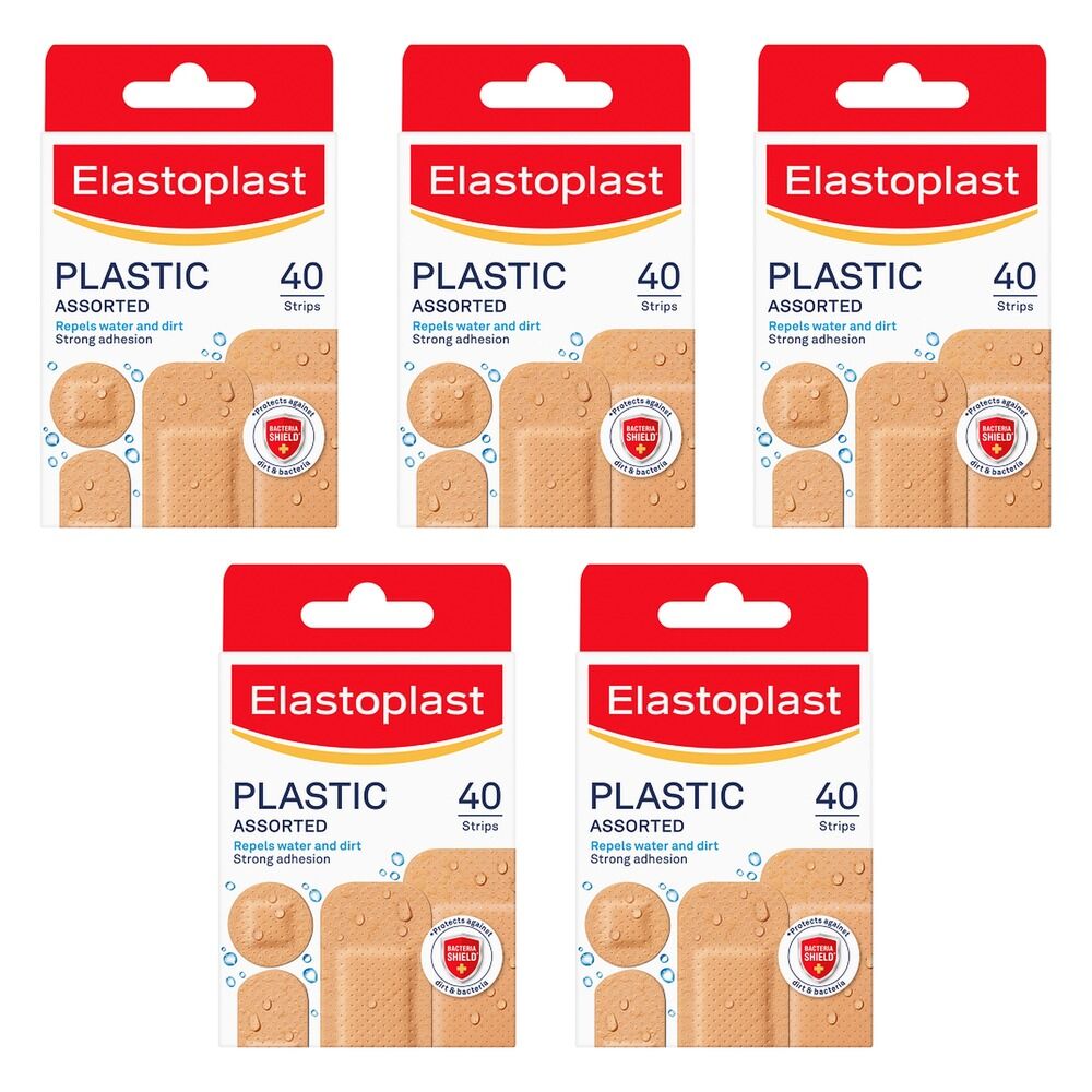 Elastoplast Plastic Plasters Assorted 40 Pack Bundle of 5
