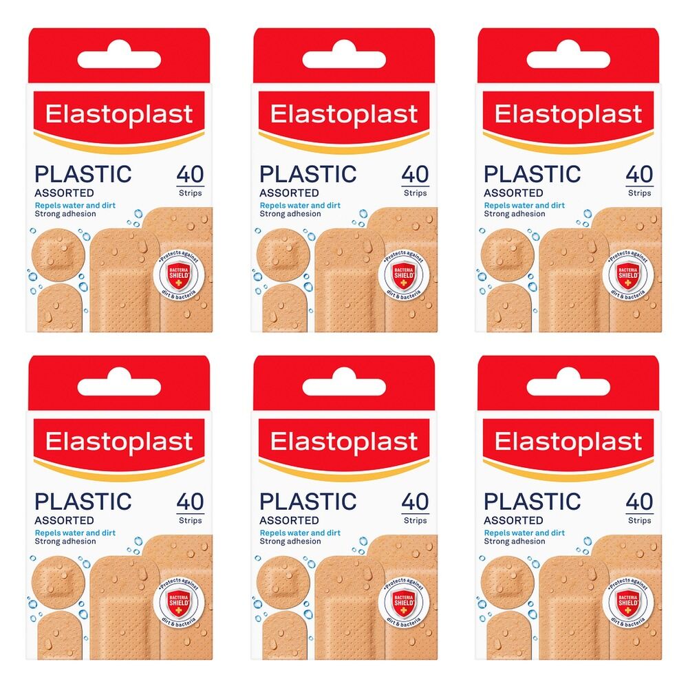 Elastoplast Plastic Plasters Assorted 40 Pack Bundle of 6
