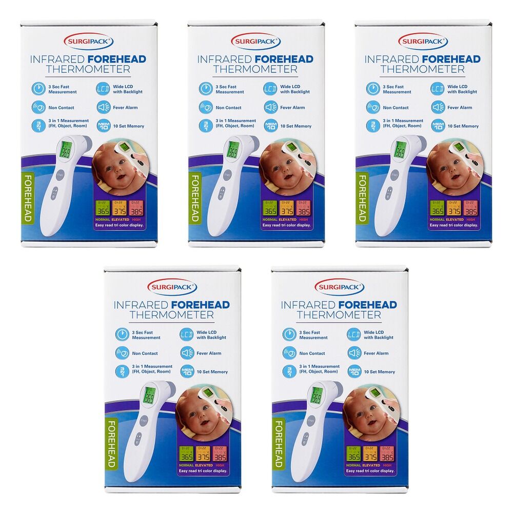 SurgiPack Infrared Forehead Thermometer Pack of 5