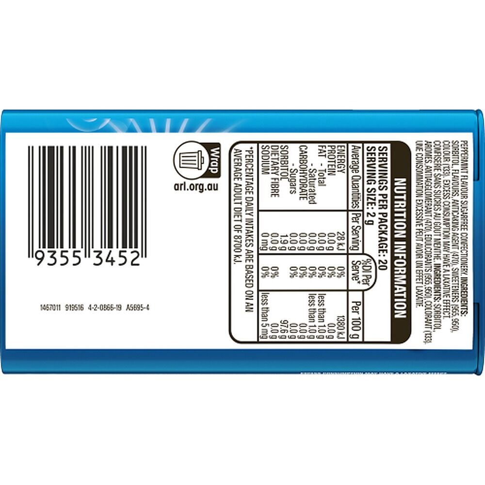 Eclipse Peppermint Sugar Free Mints 40g x 12