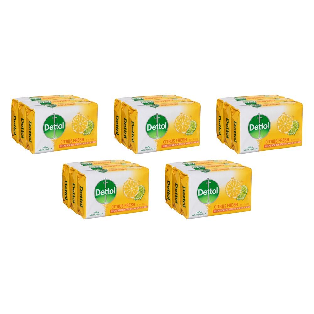 Dettol Citrus Fresh Bar Soap 100g 3 Pack Bundle of 5