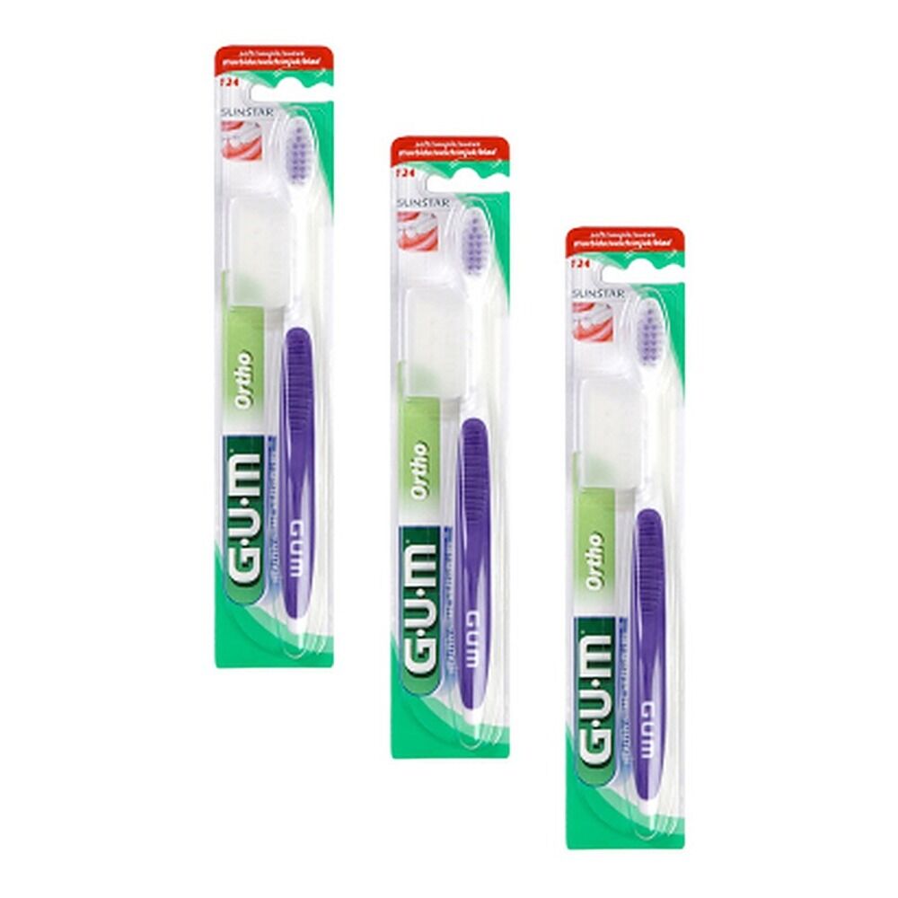 G.U.M Orthodontic Toothbrush With Cap Pack of 3