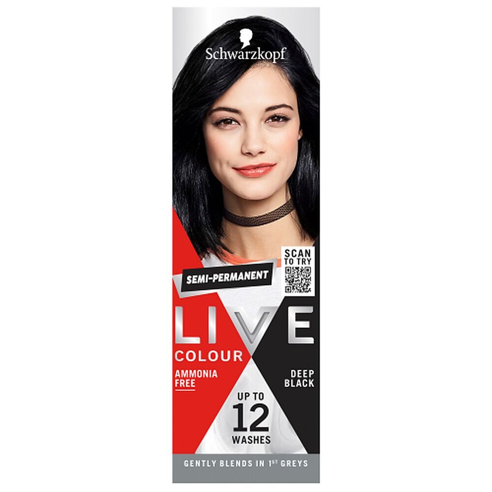 Schwarzkopf LIVE Colour Deep Black Semi-Permanent Hair Colour 75mL