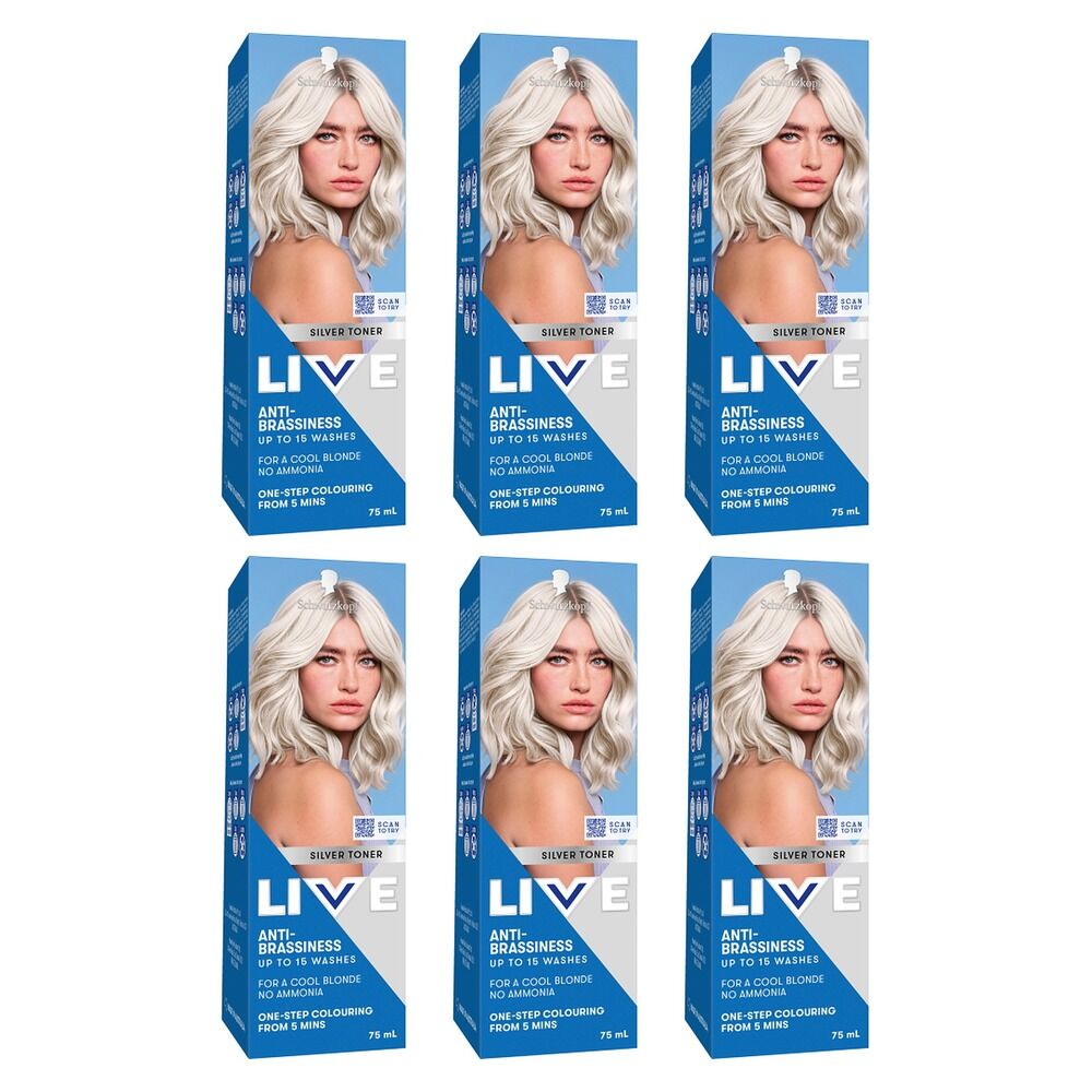 Schwarzkopf LIVE Colour Silver Toner 75mL Pack of 6