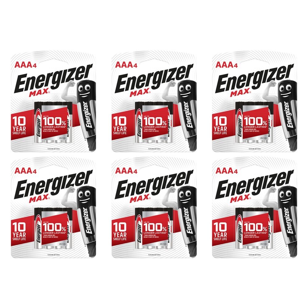 Energizer Max AAA Alkaline Batteries 4 Pack Bundle of 6