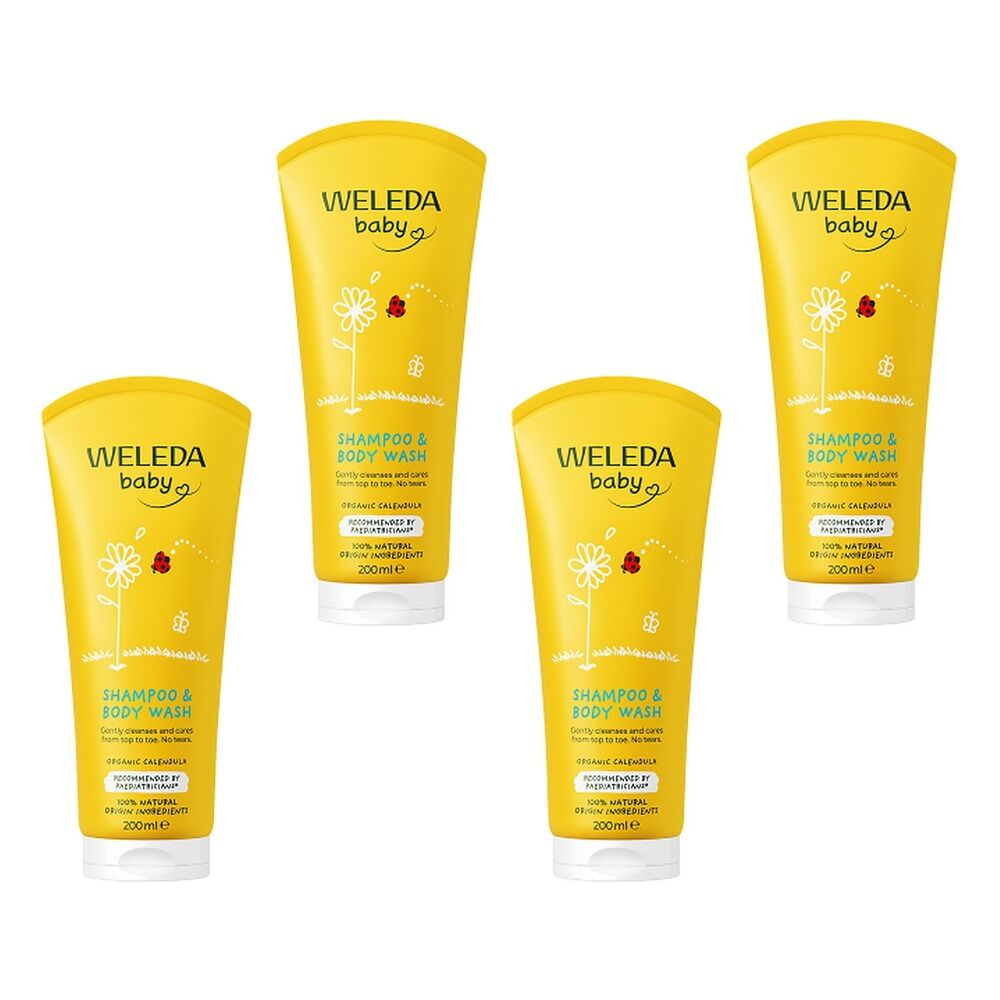 Weleda Calendula Shampoo and Body Wash 200mL Pack of 4
