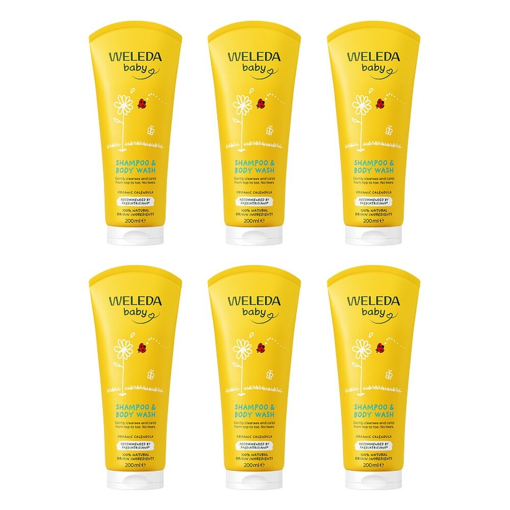 Weleda Calendula Shampoo and Body Wash 200mL Pack of 6