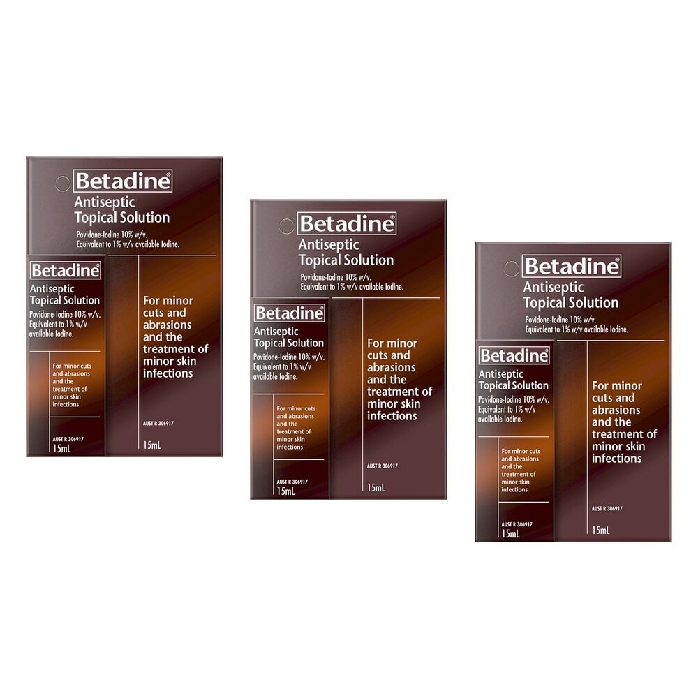 Betadine Antiseptic Topical Solution 15mL x 4 Bundle of 3