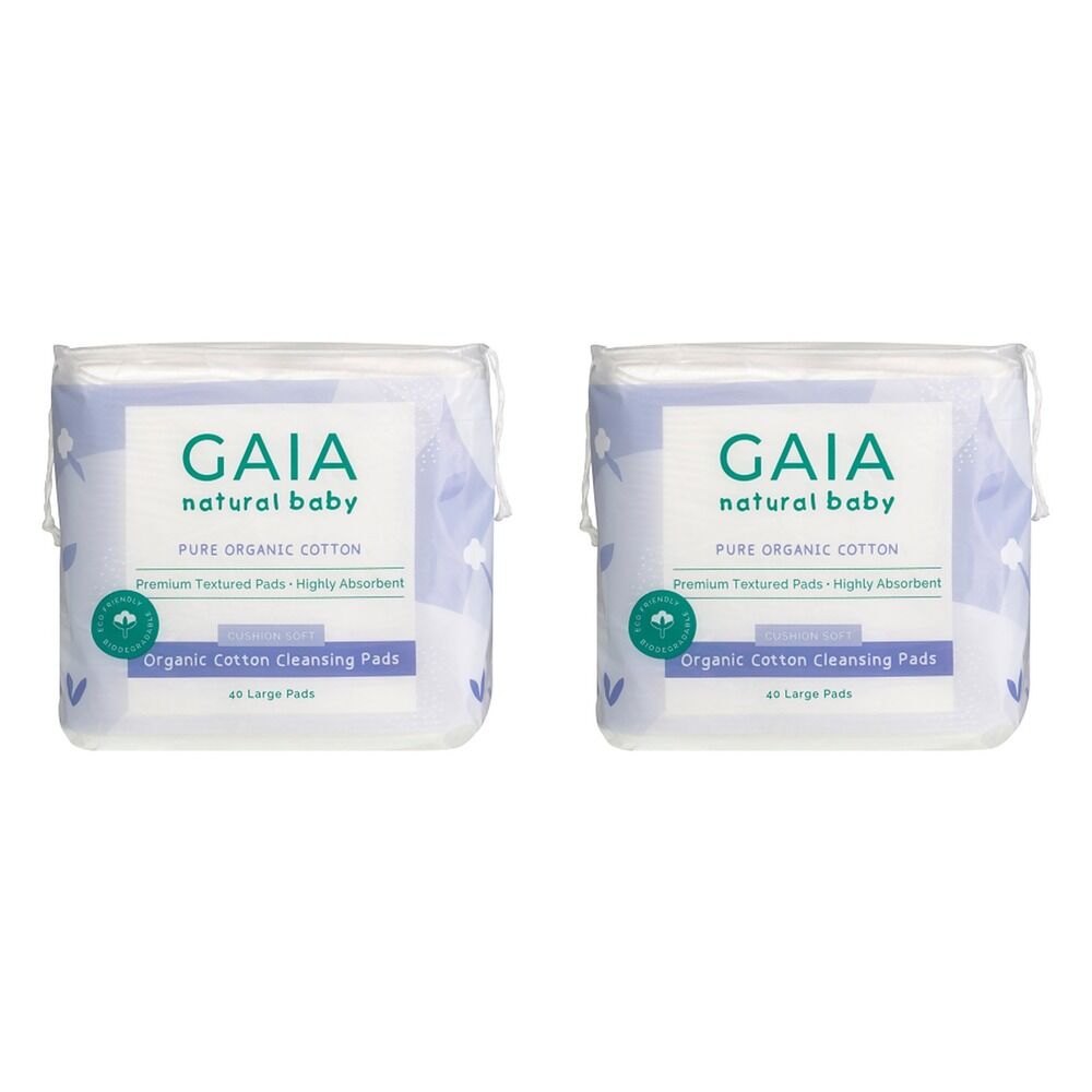 Gaia Natural Baby Organic Cotton Pads 40 Pack Bundle of 2