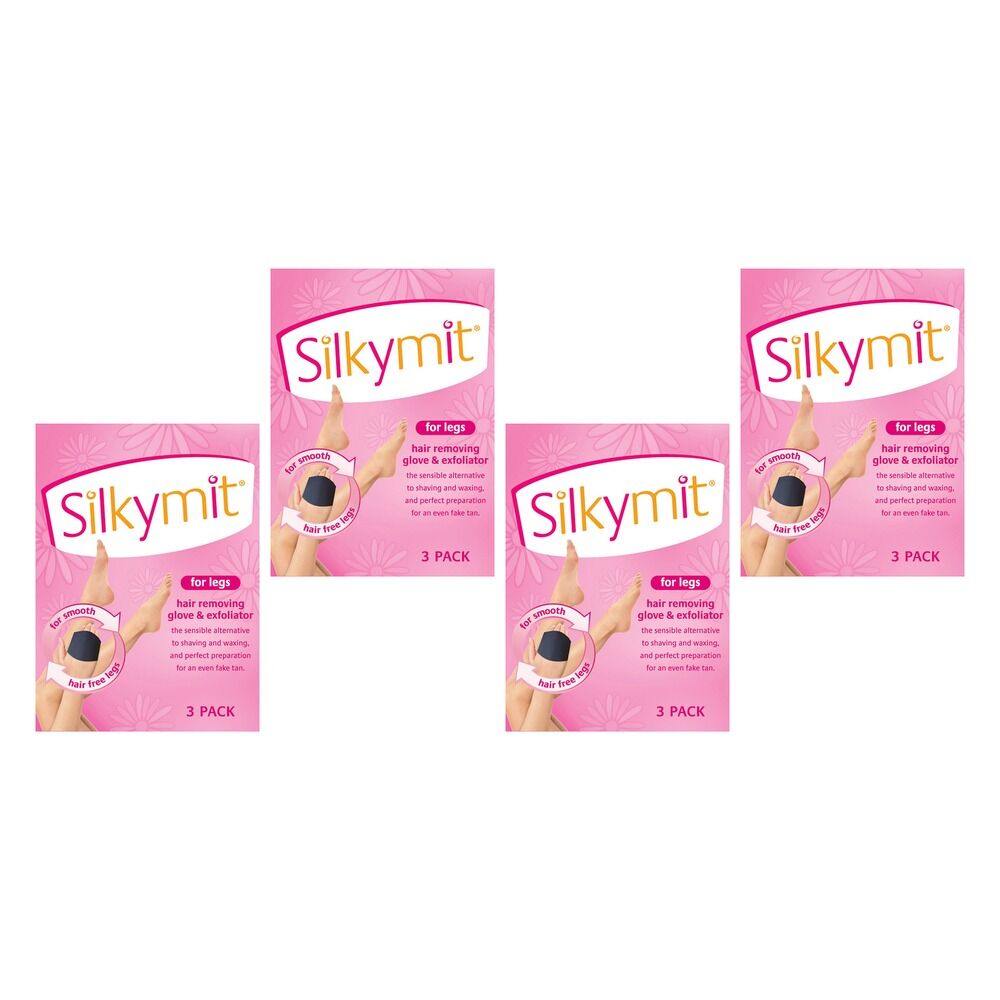 Silky Mit Hair Removal Glove 3 Pack Bundle of 4