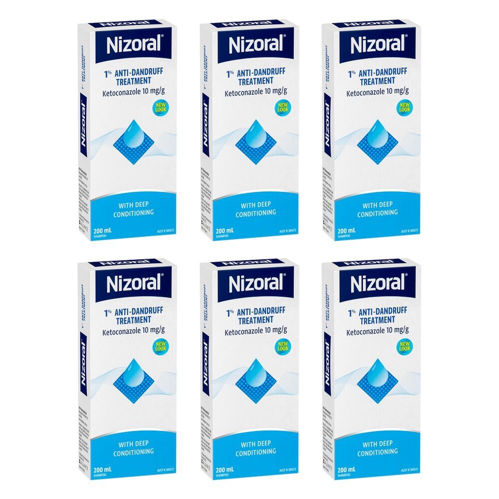 Nizoral 1% Anti-Dandruff Treatment Shampoo 200mL Pack of 6