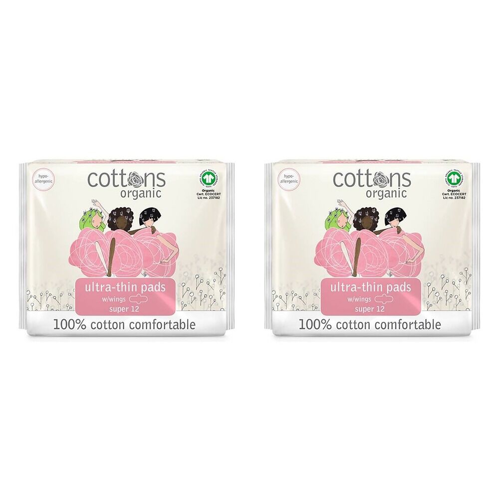 Cottons Ultra Thin Pads Super 12 Pack x 6 Bundle of 2