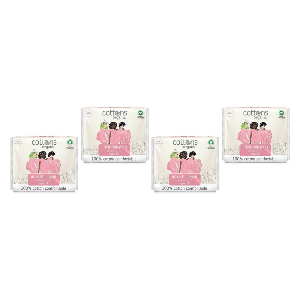 Cottons Ultra Thin Pads Super 12 Pack x 6 Bundle of 4